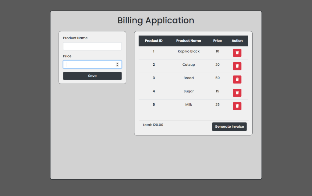 billing appliation